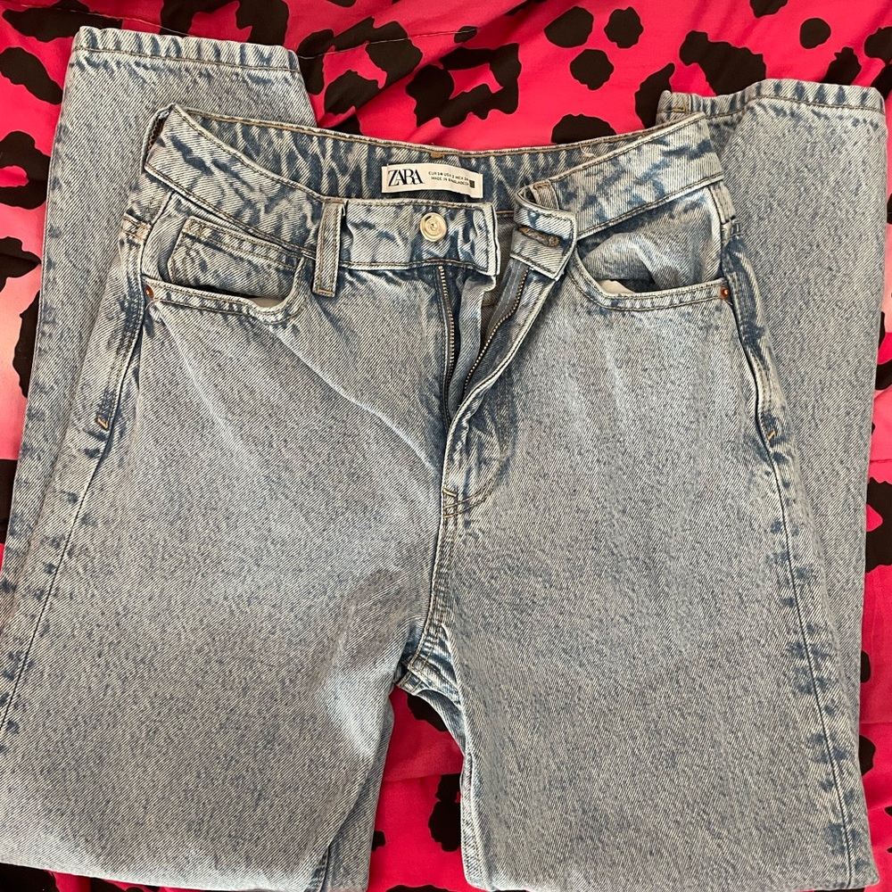 Zara Sky Blue Denim Trousers
